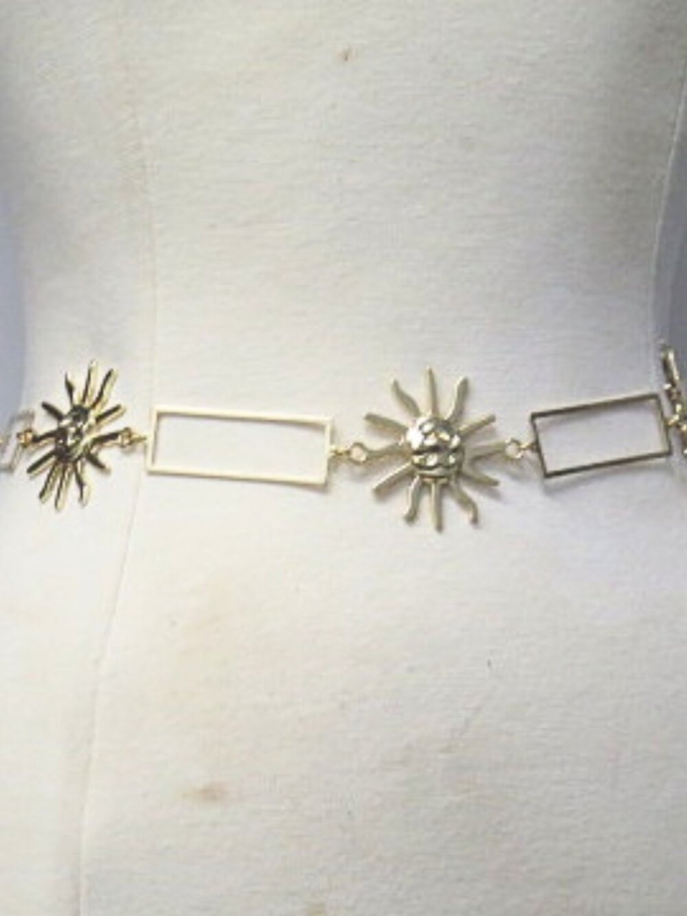 Women’s Gold Tone Sunburst Chain Belt Adjustable Statement Waist Belt